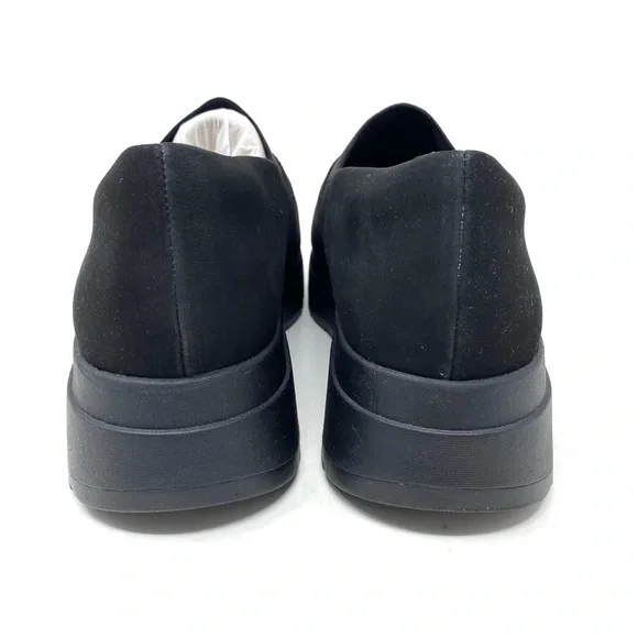 Clarks Loriini West Slip-On Wedge Shoes Wide Black Nubuck Comfort NIB - Picture 4 of 8